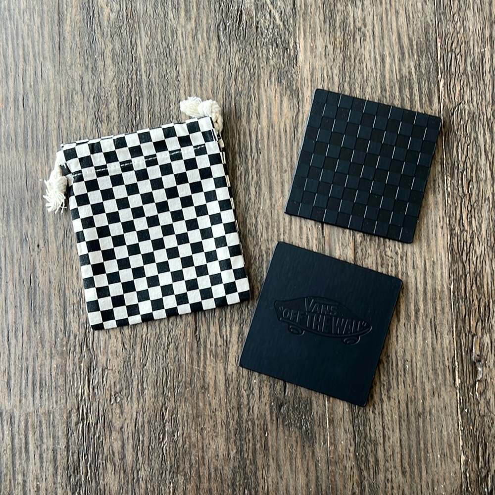 Vans Family exclusive set of coasters w/small checkered drawstring bag. NWT